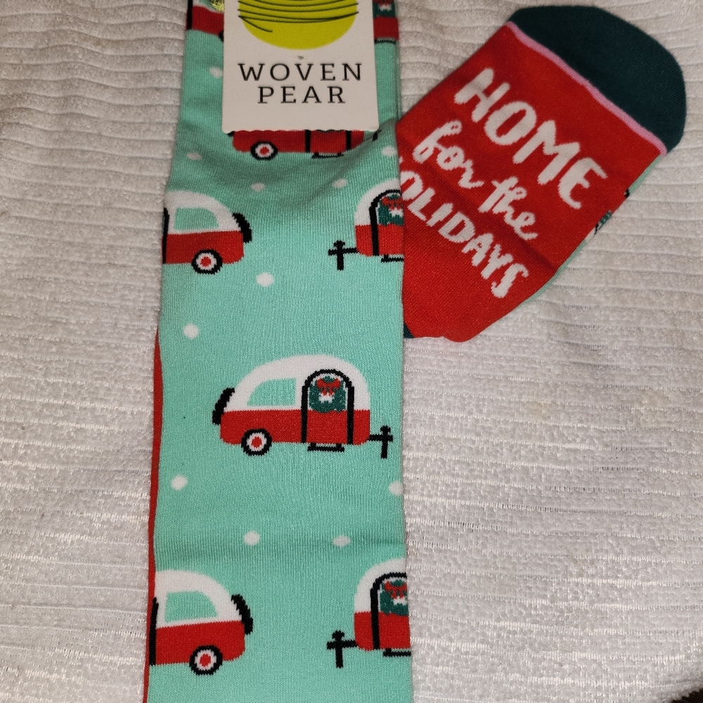 Woven Pear Socks " Home For the Holidays"